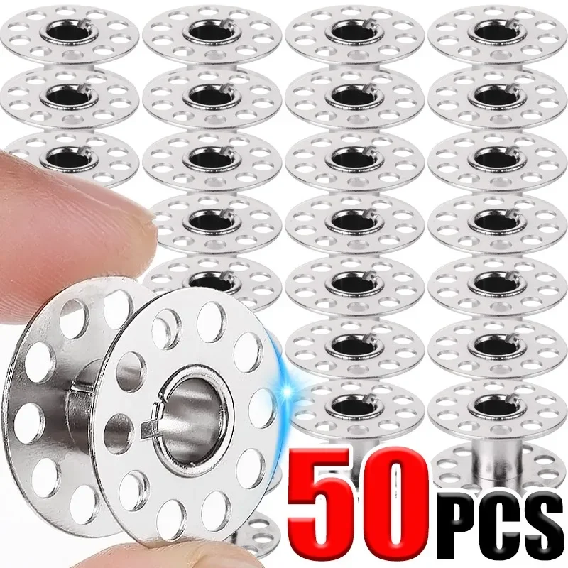 Sewing Machine Bobbins Household Sewing Machine Coil Roller Metal Bobbins Empty Spool Stainless Steel For Silk Thread Winding Brother Tailoring Parts