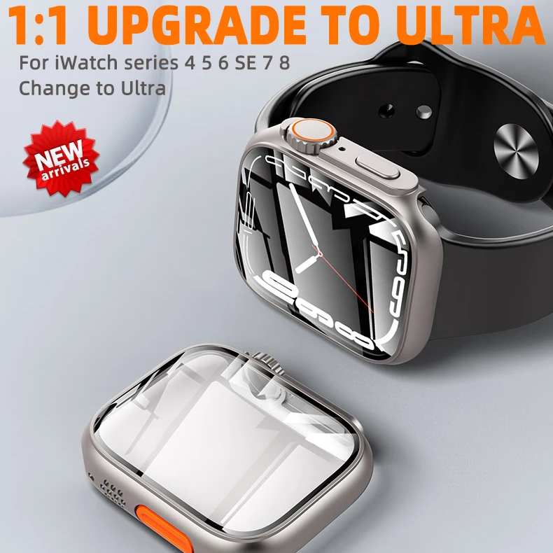 Aggiornamento Dell'Aspetto A Ultra Per Apple Watch 8 7 45Mm 4 5 6 Se 44Mm Custodia In Vetro Temperato Per I Watch Protezione Dello Schermo Ultra 49Mm