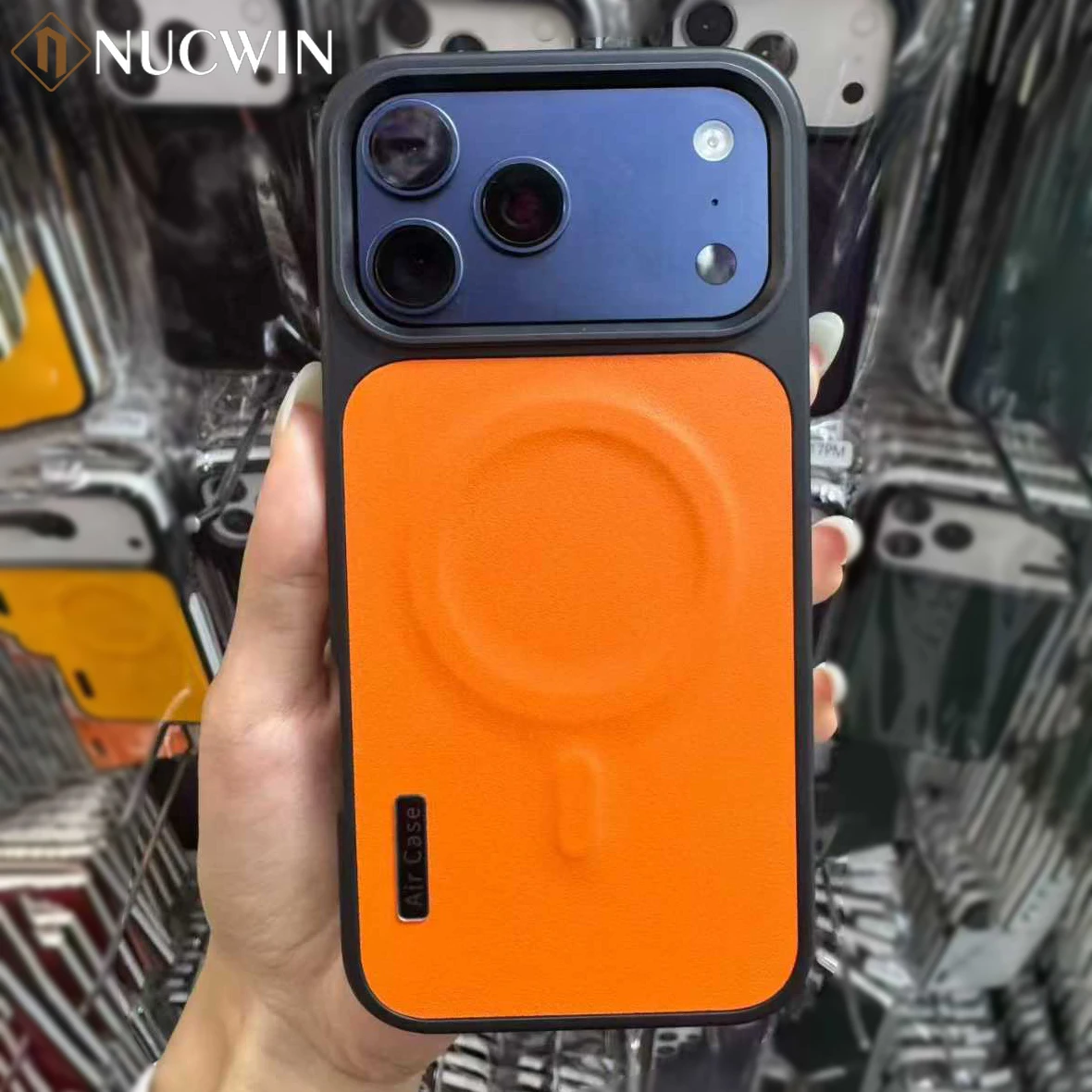 Luxury Leather Magnetic Shockproof Phone Case with Air Lens Protection