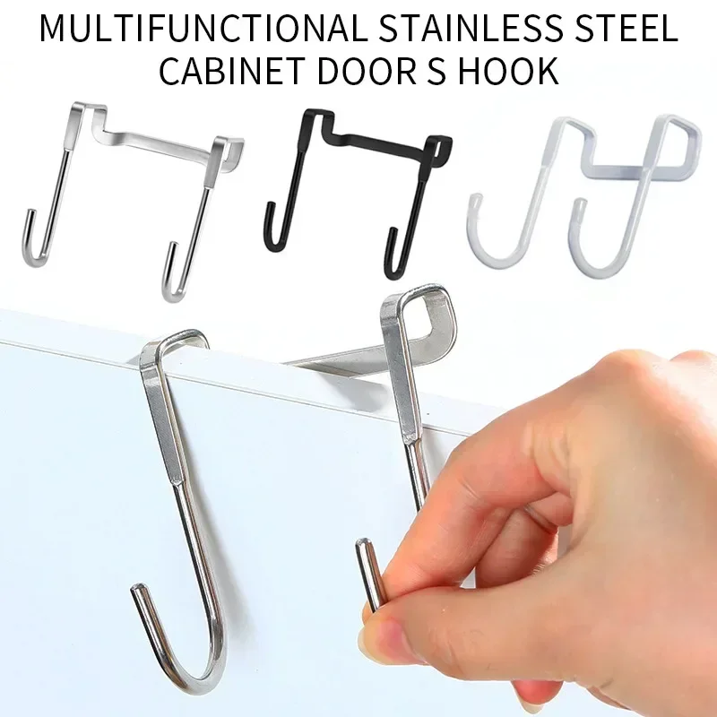 

Door Coat The Over Racks Mounted Stainless Door Bathroom Steel Kitchen Wall Hanger Hangers S-type Nail-free Hook Door Cabinet