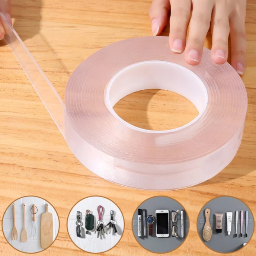 Nano Tape Double Sided Tape Transparent Reusable Waterproof Adhesive Tapes  Cleanable Kitchen Bathroom Supplies Tapes. - 2cm