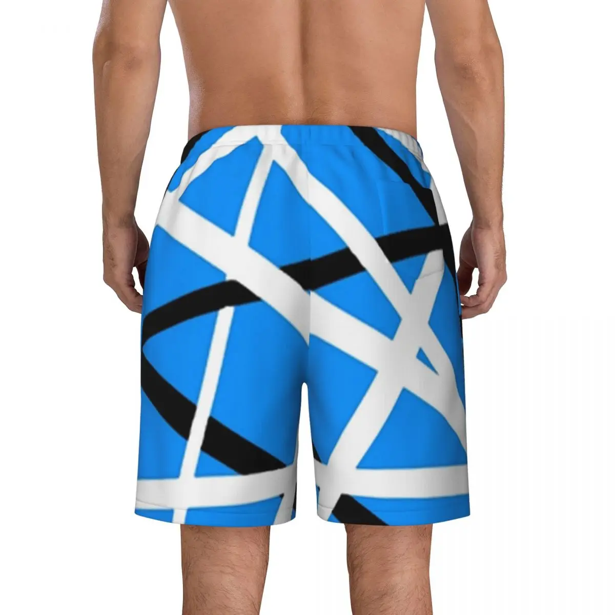 Van Halen Print Board Shorts Summer Blue And White Hawaii Beach Short Pants Male Running Comfortable Custom DIY Beach Trunks 4
