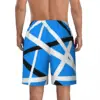 Van Halen Print Board Shorts Summer Blue And White Hawaii Beach Short Pants Male Running Comfortable Custom DIY Beach Trunks 4