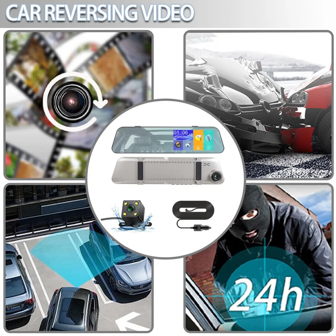 

1pc 5inch 1080P Rearview Mirror Dash Cam AVI Mp4 1200Mega Automobile DVR Touch Dual Dash Cam Camera Video Recorder