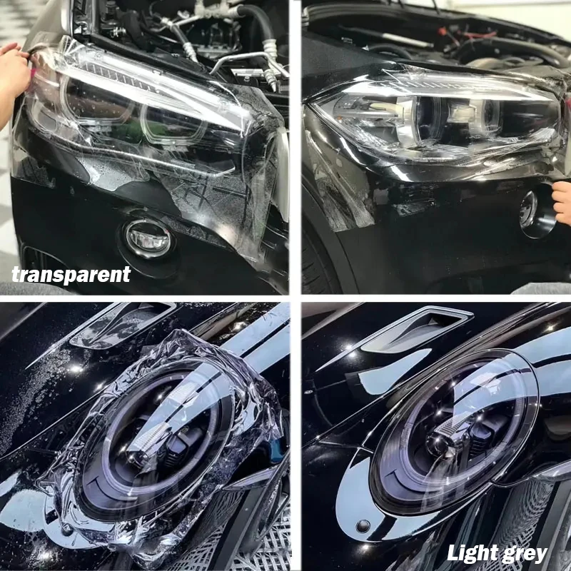 Self-healing Tpu Ppf Headlight Film Anti Scratches Protect Smoke Black Car Lamp Tint Film For Audi Bmw Tesla Decorate Styling 5