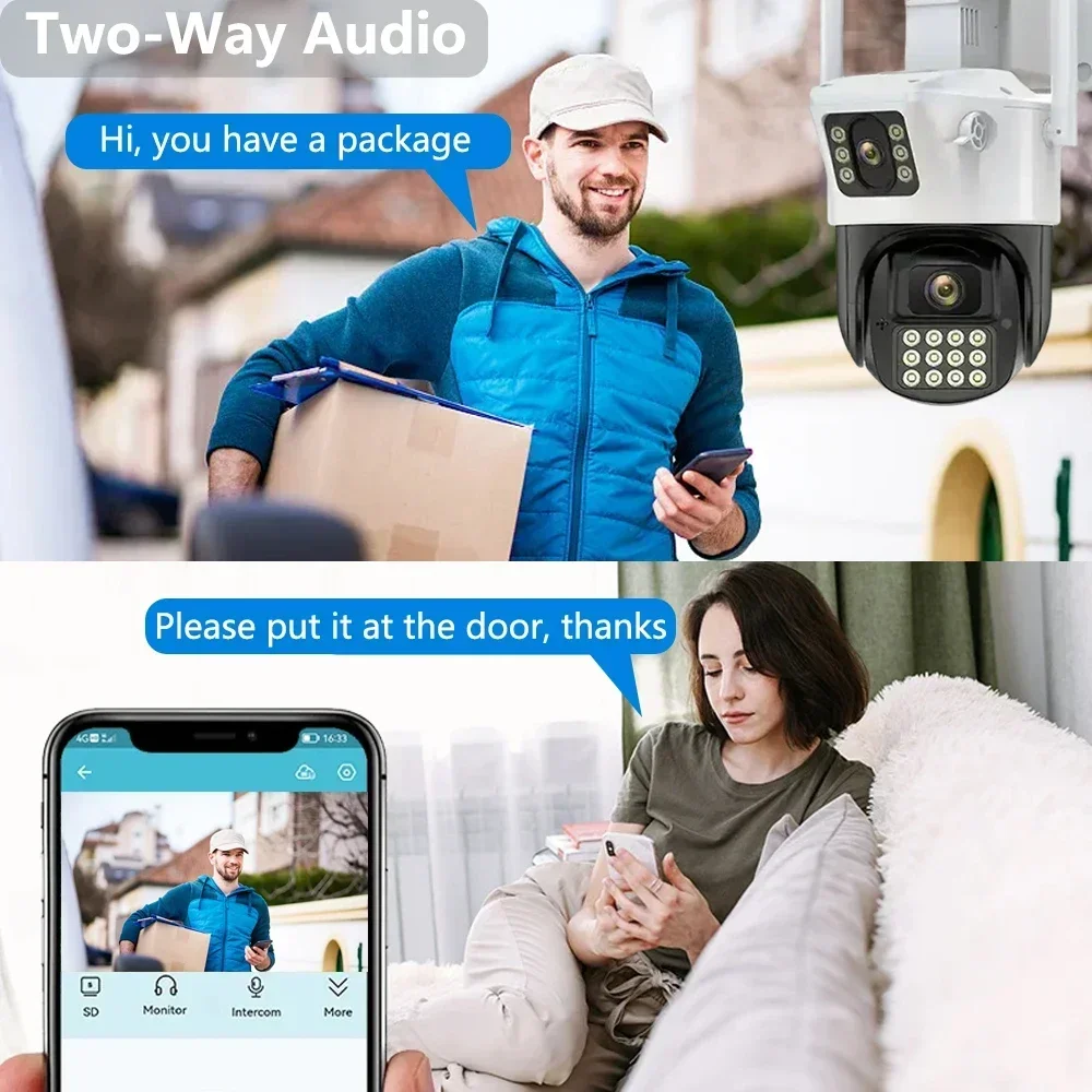 오디오 마이크 10CH 8MP POE NVR 컬러 나이트 비전 야외 홈 비디오 감시 세트와 새로운 4K 보안 WiFi PTZ 카메라 시스템