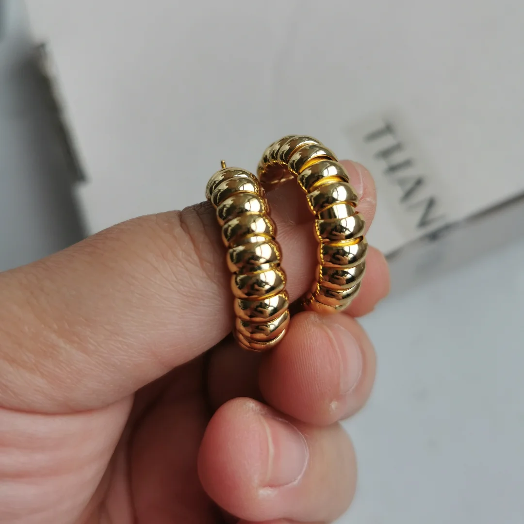 Brass Simply Round Hoop Earrings Women Jewelry Punk Party T Show Gown Runway Korean Japan INS