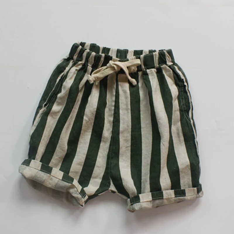 New Summer 1-6Yrs Baby Girls Boys Shorts Cotton Linen Stripes Kids Fashion Casual Pants Children Shorts