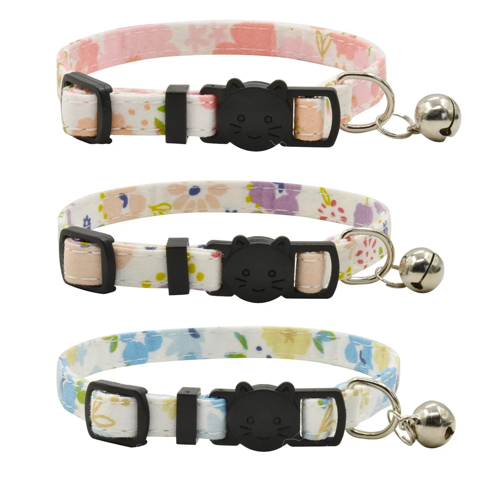 Breakaway Cat Collars with Bell Flower Durable & Safe Cute Kitten