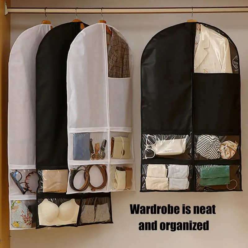 Suit Cover Bags Large Capacity Suit Bag With Clear Window Reusable Household Organizing Supplies Wardrobe Organizer For Jackets 5