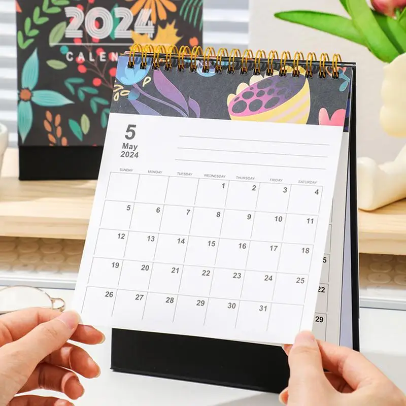 

Mini Calendar 2024 Vintage Ink-proof Thickened Small Stand Up Calendar Stationery Supplies For Home Dormitory Classroom School