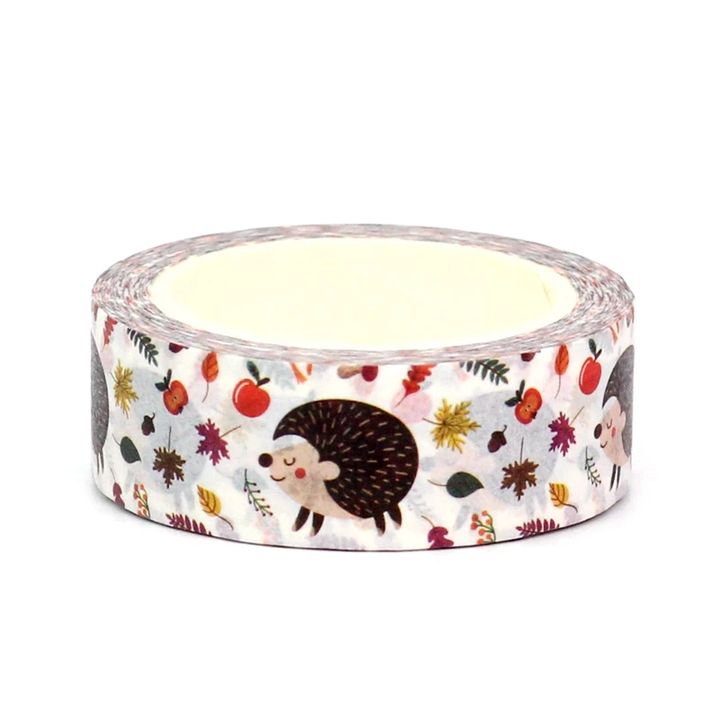 NEW 1PC 10M Deco Hedgehog Apple Fall Leaves Washi Tape for Scrapbooking Planner Adhesive Masking Tape Cute Stationery 2
