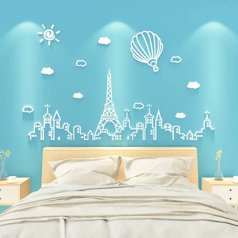 

Стильная Настенная Наклейка Ins для спальни, прикроватной тумбочки, скандинавский Декор для гостиной, дивана, телевизора, настенная наклейка, акриловая 3D стерео Наклейка на стену