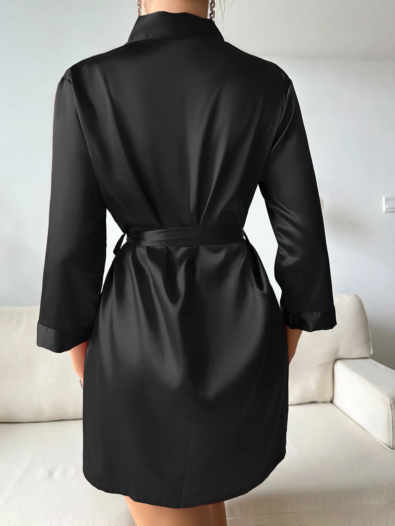 Women Summer Pajamas Elegant Lace up Bathrobe Fashion And Sexy Sleepwear For Home Wear 3