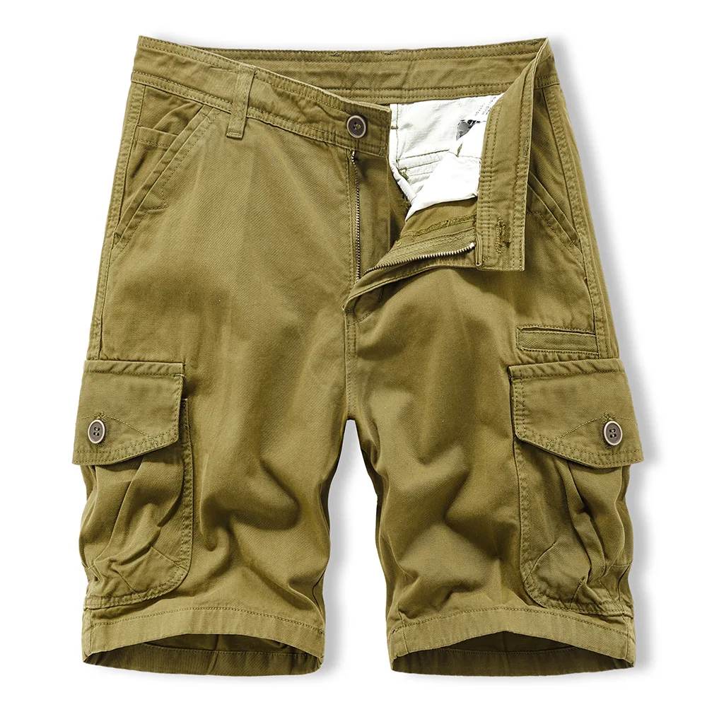 

Мужские повседневные шорты с множеством карманов, с эластичной талией и пятиконечными свободными брюками, пляжные шорты