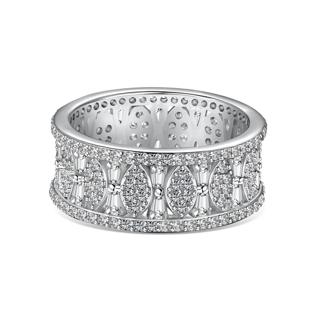 

S925 Silver Zircon Rings Women Rectangular Row Diamond Ring Female Retro Design Luxury Jewelry Girl Gift Lady Party Wedding