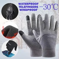 1 Pair Winter Cycling Gloves Men Waterproof Windproof Outdoor Fishing Motorcycle Thermal Touch Anti-Slip Fleece Ski Sport Gloves 2