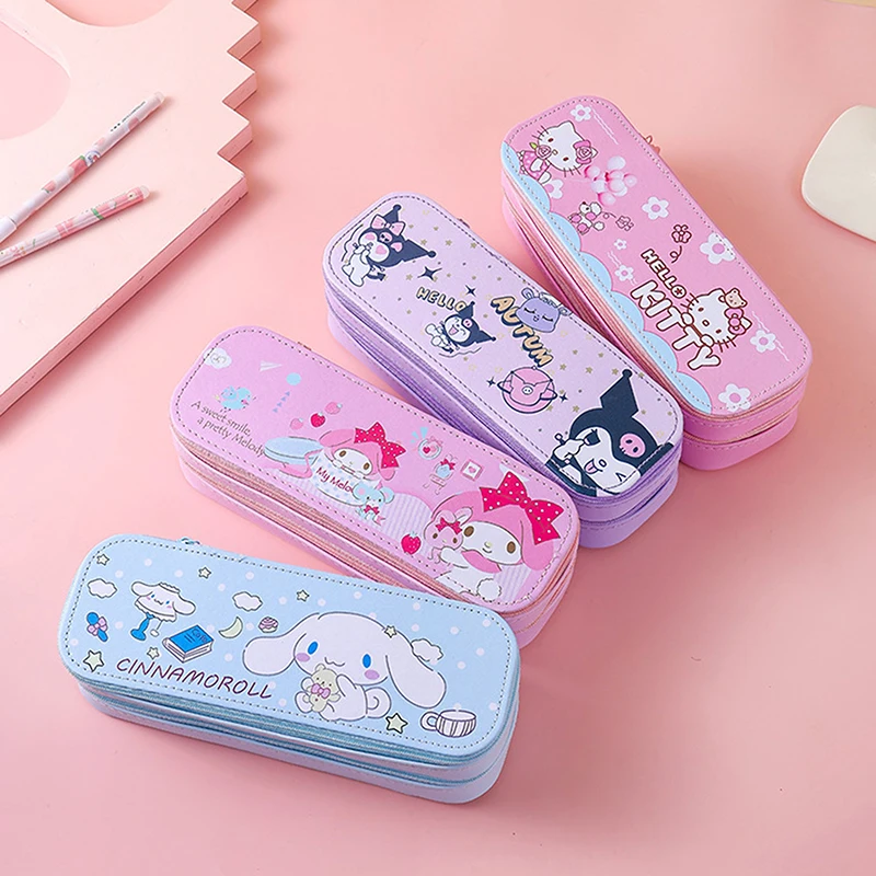 

Sanrio Kawaii HelloKitty двухслойный карандаш большой емкости канцелярские принадлежности Kuromi сумка косметичка для школы Поставщик студенческий подарок