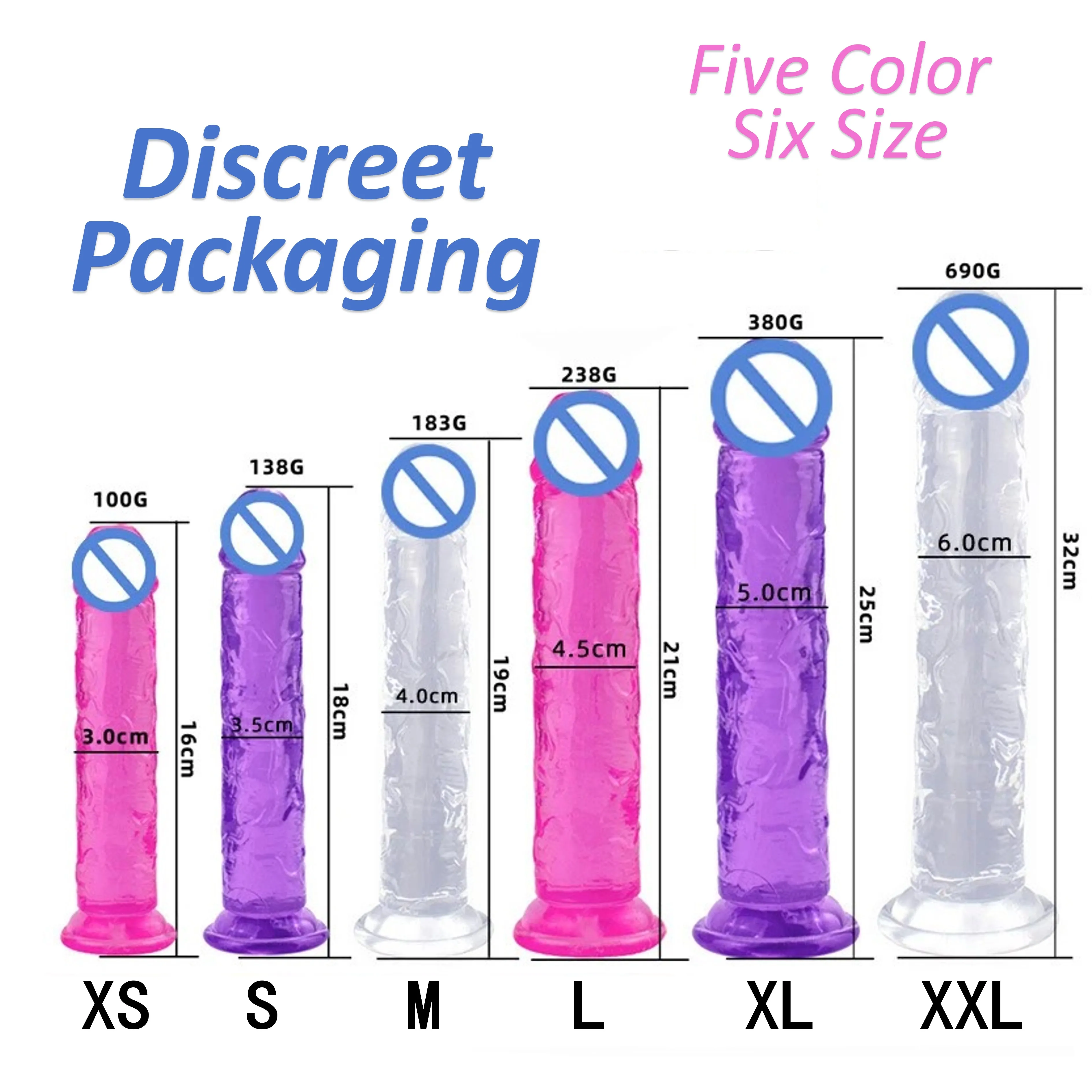 Sex Toys Women Erotic Anal Vaginal Masturbators 6 Sizes Realistic Jelly Dildo Penis Suction Cup