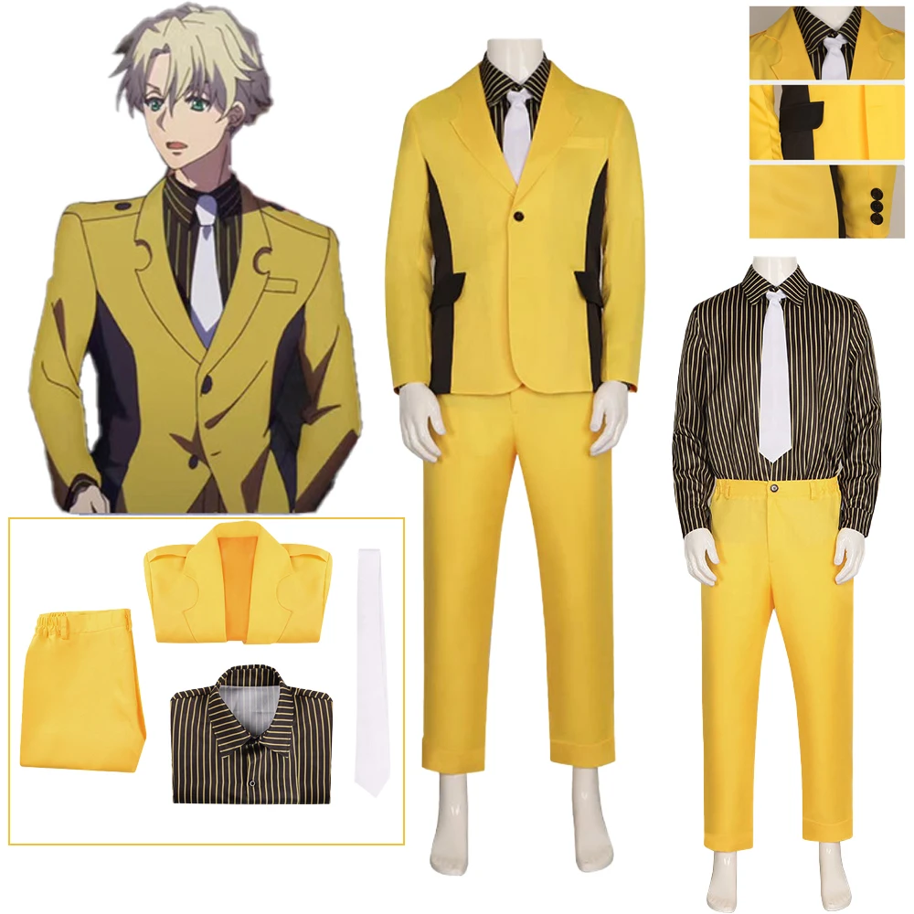 

Anime HIGH CARD Finn Oldman Cosplay Costumes 77COS Store Fancy Halloween Comic-Con Party Men Yellow Suit Set