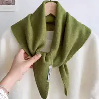 British Korean Style Niche Wool Knitted Triangular Scarf Women Headscarf Knitted Scarf Multi-functional Warm Knitted Scarf 2