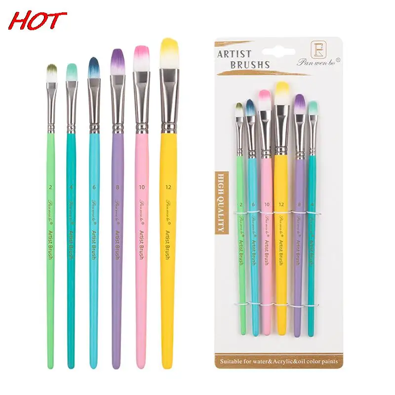 

Акварельная ручка, набор из 6 кистей, нейлоновая кисть для макарона, искусственная акриловая кисть для краски и масла