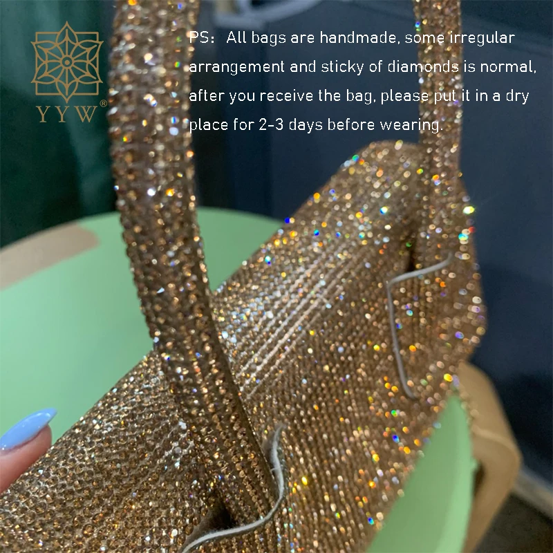 Gold Diamonds Top-Handle Bags For Women Luxury Glitter Pu Leather Cross Body Handbag Shopping Shoulder Bags Women Brand New
