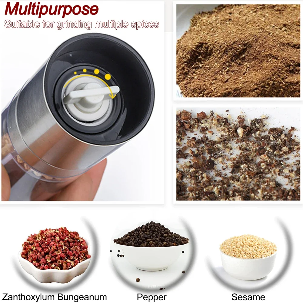 Salt and Pepper Grinder 2 In 1 Stainless Steel Manual Grinding for Cooking