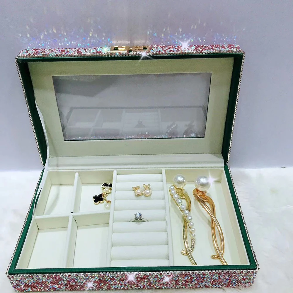 ジュエリーボックス ラインストーン,ジュエリーボックス,リング,ネックレス,収納