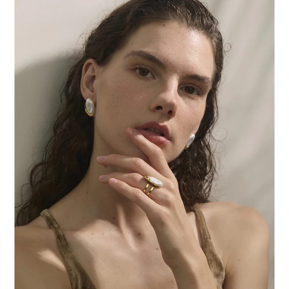 Yhpup Baroque Simulated Pearls Stud Earrings Women