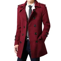 2022 Autumn New Men's Slim Fit Trendy Korean Style Woolen Overcoat Double Breasted Thin Casual Jacket For Young Men
