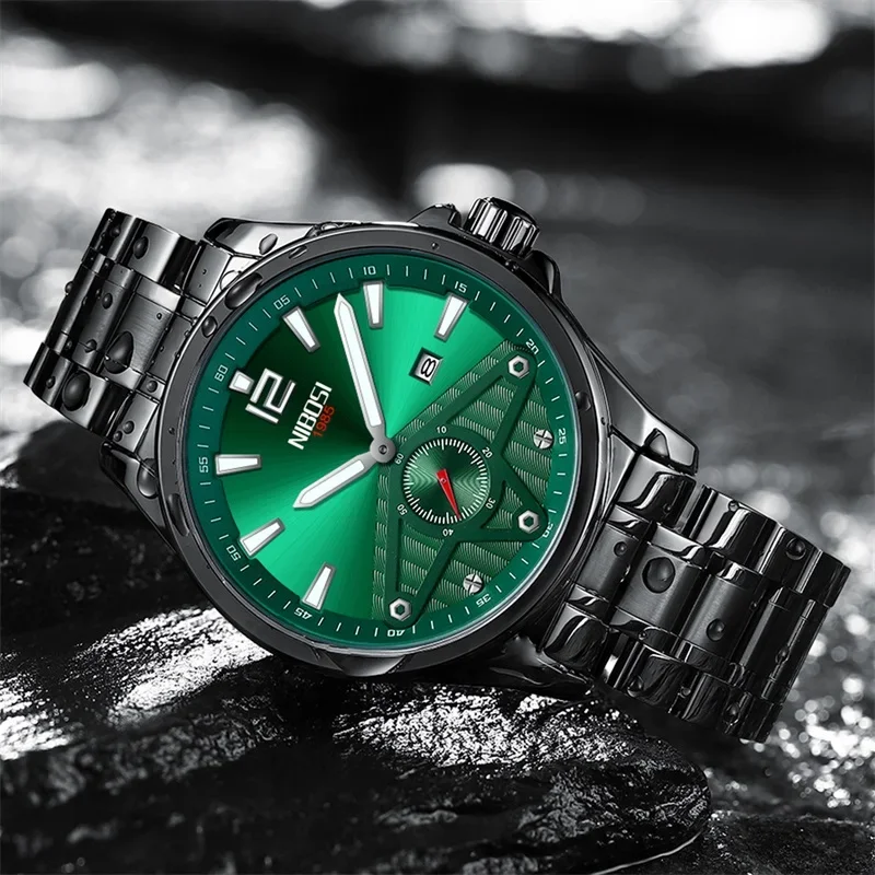 NIBOSI Gold Mens Watches Top Brand Sport Quartz Wristwatches for Men Auto Date Luminous Waterproof Role Clock Relogio Masculino