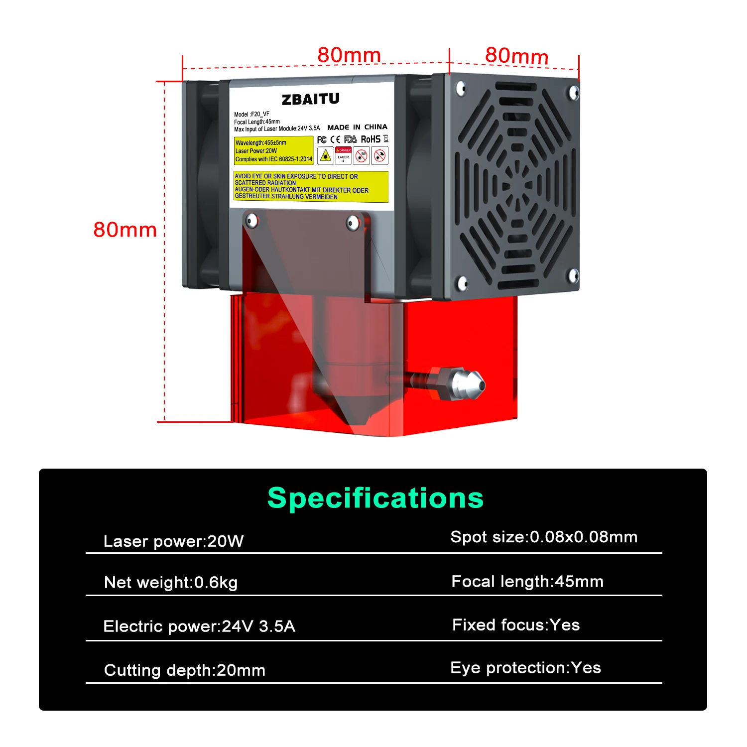 24V 20W Optical Power 4 Diode Laser 130W DIY Laser Engraver Cutter CNC  Machine 