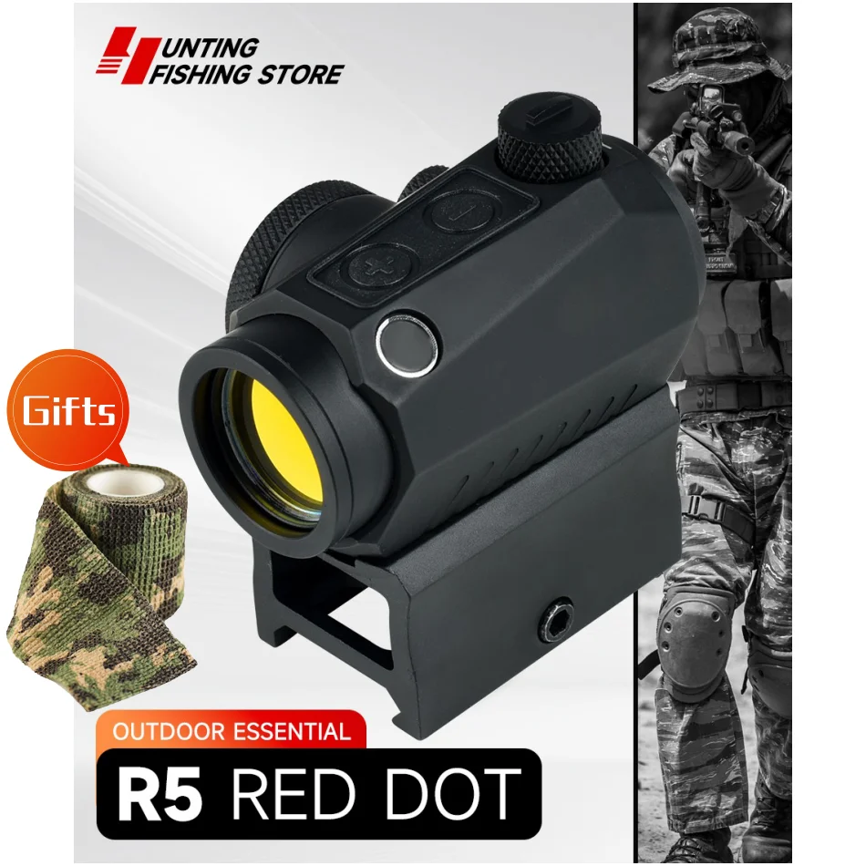 

R5 Tactical Red Dot Sights Pistol Airsoft Gun Rifle Red Dot Sight Reflex Riflescope Hunting Scope Hunting Optics Accessory 22MM