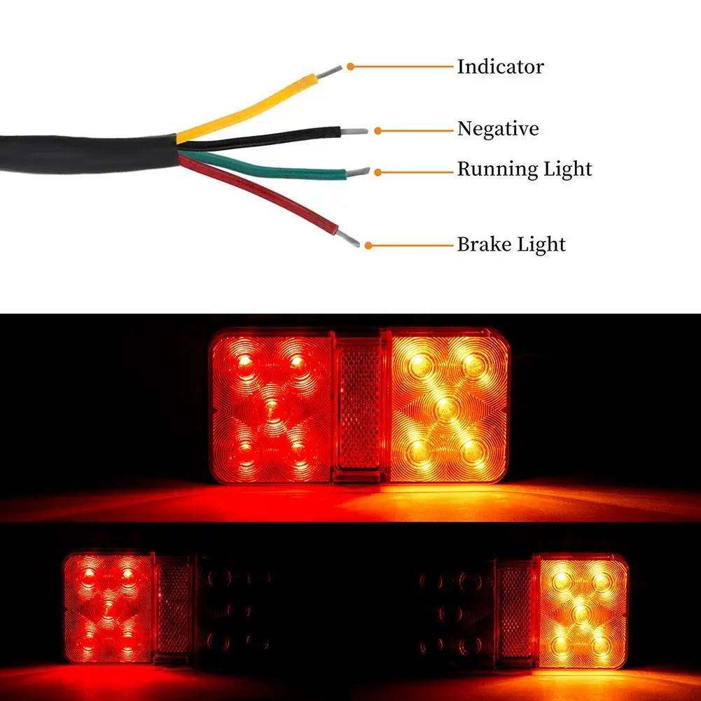 2PCS 12V 24V 10 LED 테일 라이트 미등 회전 신호 표시기 중지 램프 자동차 트럭 트레일러 캐러밴에 대 한 후면 브레이크 라이트