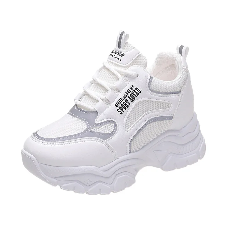 Sneakers Women Height Increase Summer Autumn Mesh Platform Leather Sandals Shoes Tenis Feminino Breathable Sports Shoes 36916