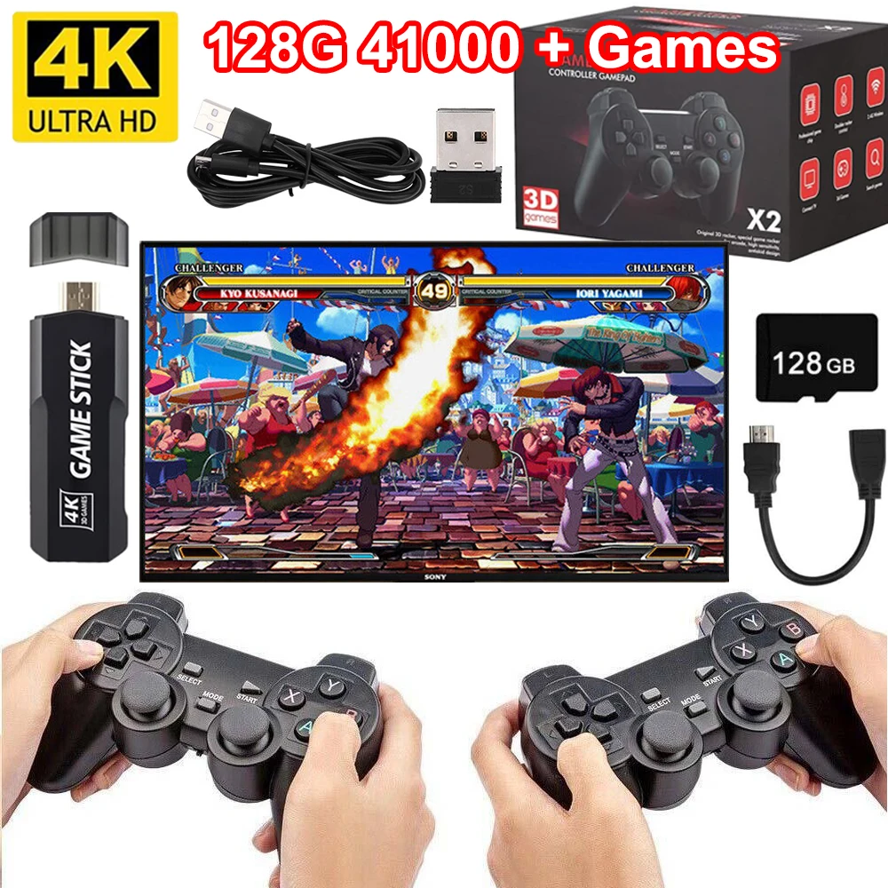 X2 Plus Game Stick 4K 8K HD Video Game Console 2.4G 5G Double Wireless Controller Game Stick For N64/PSP/PS1/GBA view 6