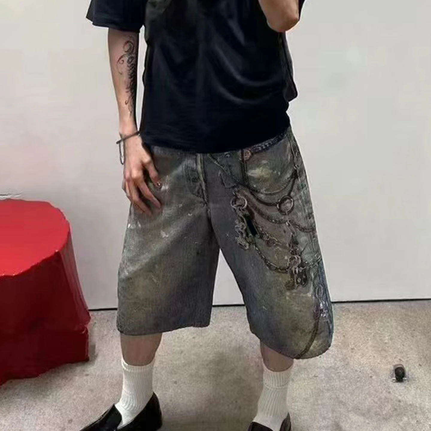 NIGO Men Women Summer Solid Color 3D Printed Low Rise Vintage Casual Loose Denim Shorts Ngvp #nigo8514