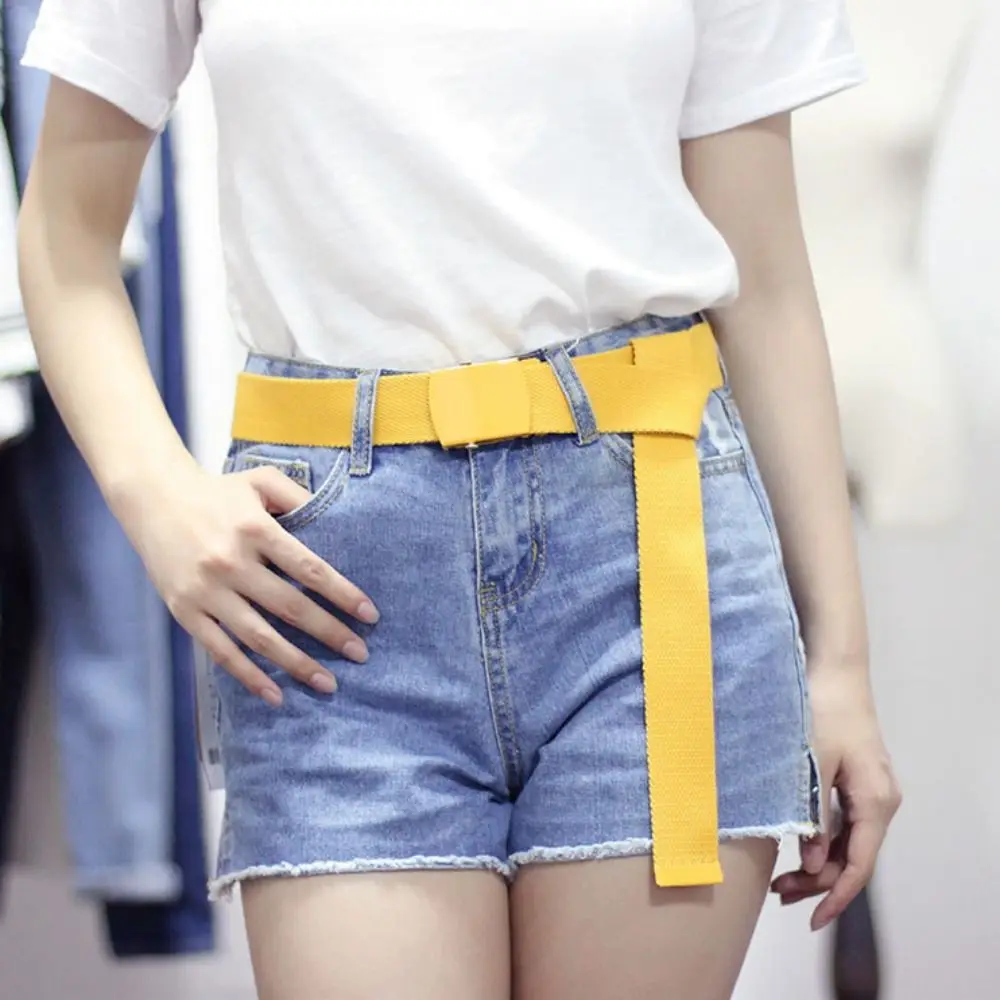 

Metal Alloy Buckle Women Nylon Belt Retro Pure Color Wide Side Jeans Decoration Korean Style Canvas Man's Waist Belt Students