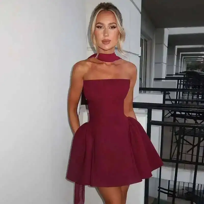 Elegant Off Shoulder A-Line Dress - Sexy Backless Mini Party Dress for Women