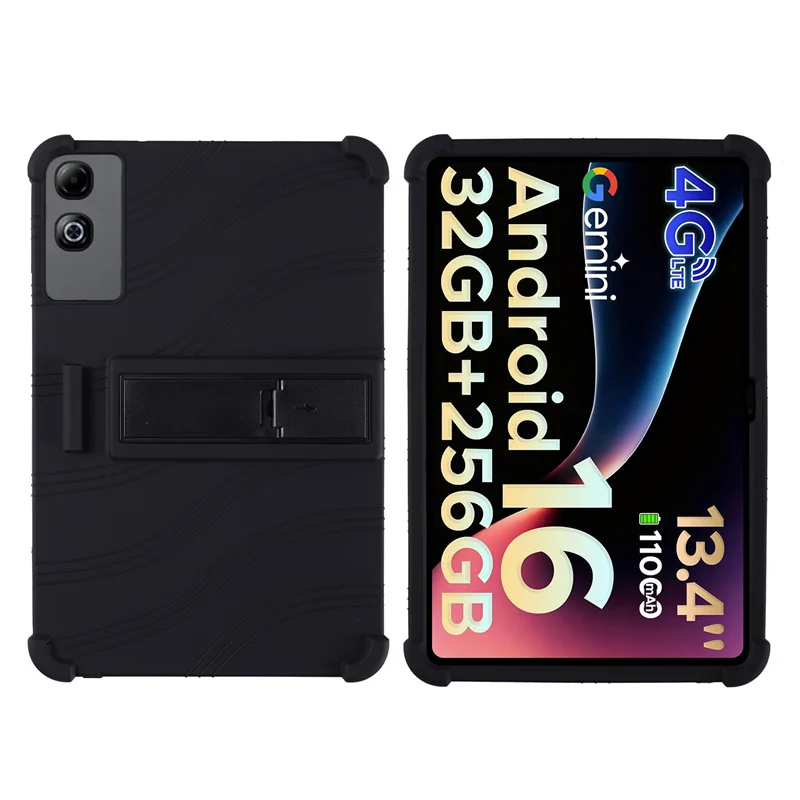 Enhanced Tablet Case with Pencil Holder and Foldable Kickstand - Soft Silicone Cover