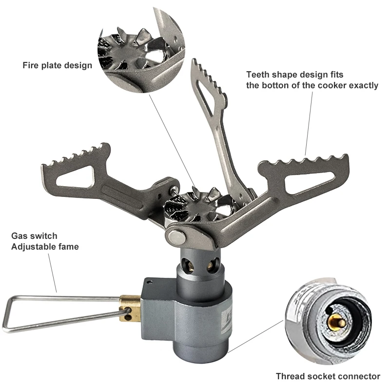 Outdoor Gas Stove Mini Titanium Camping Gas Stove Ultralight Pocket Picnic Portable One Piece Folding