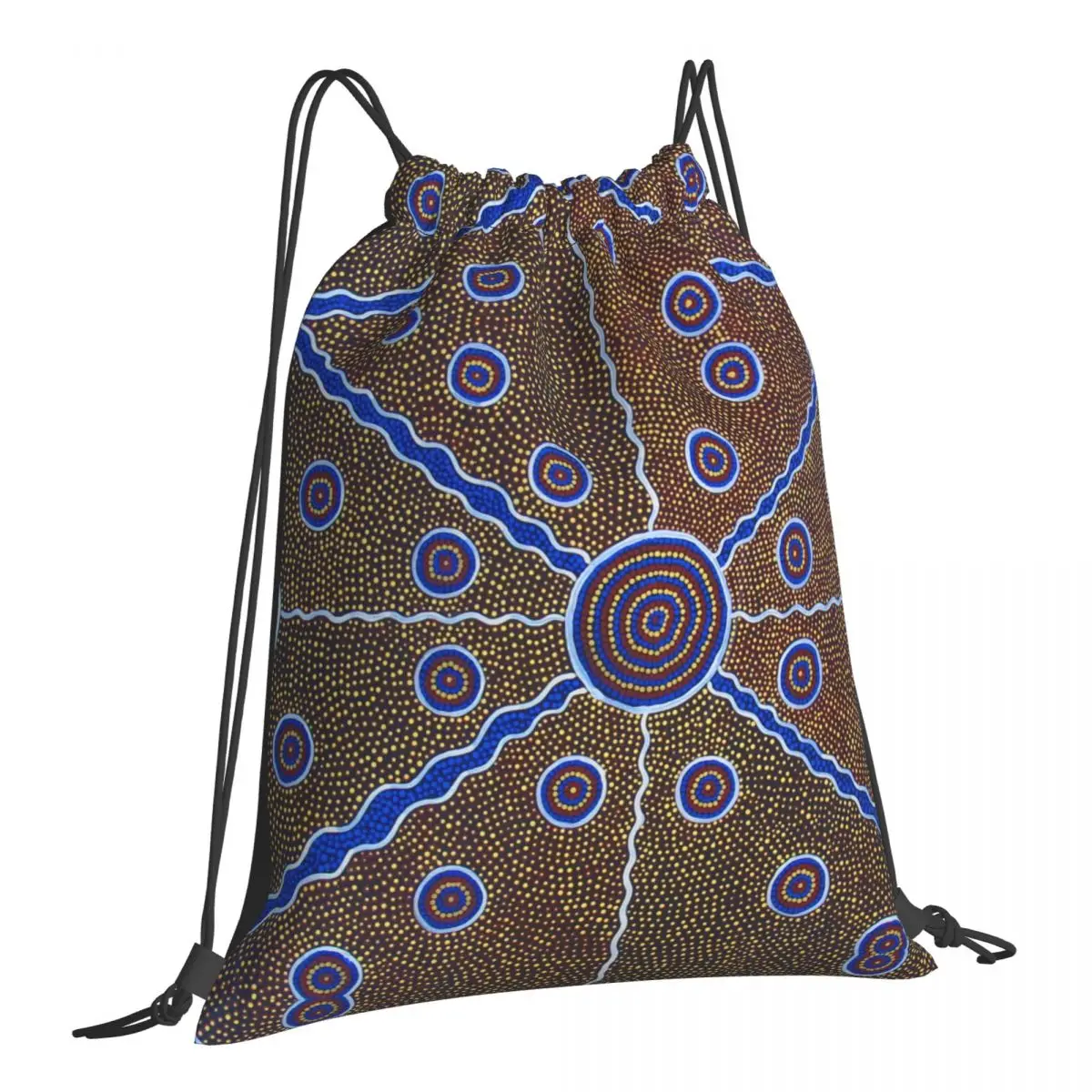

Australia Aboriginal Art Print Drawstring Storage Backpack Teenager Travel Bag Multi-function Pocket