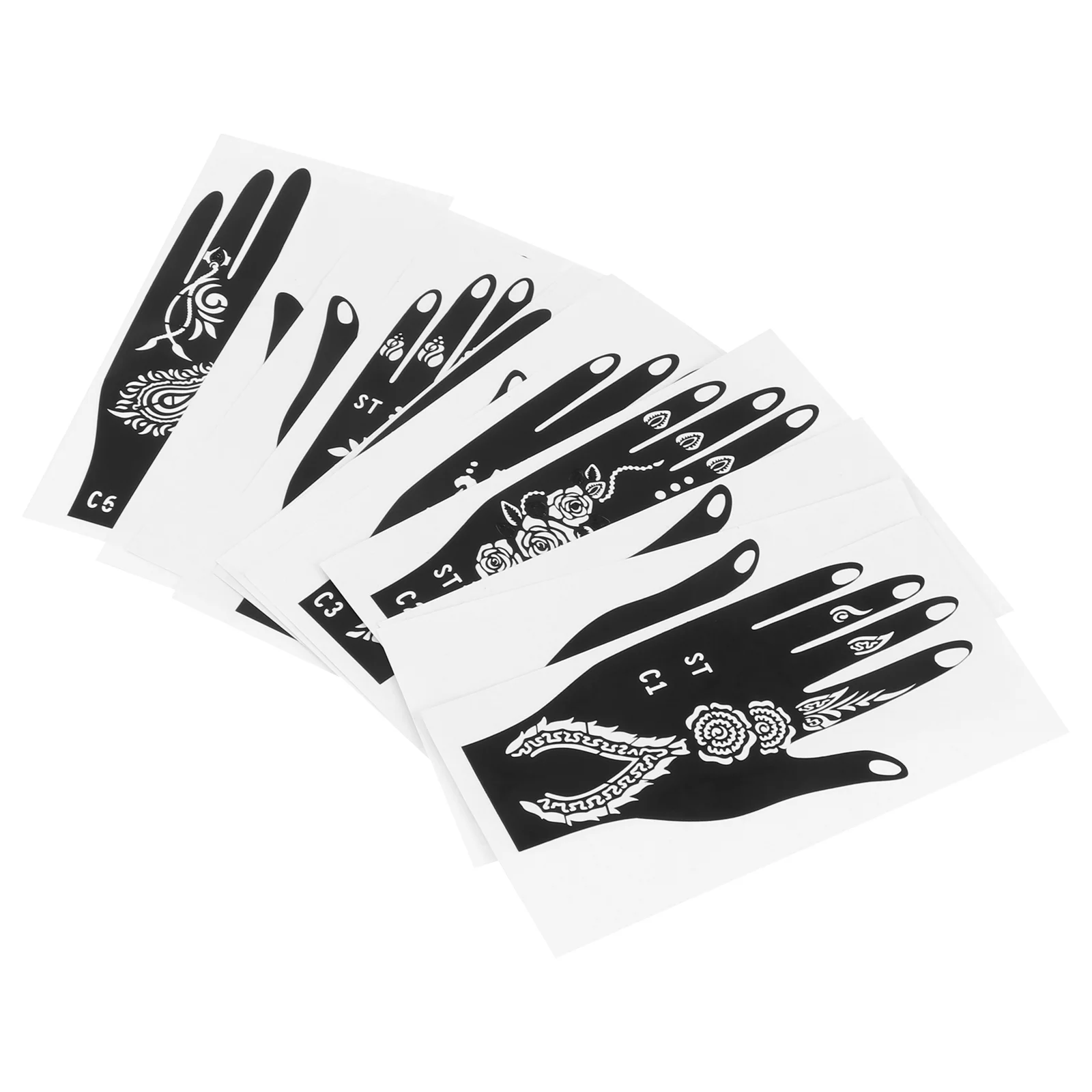 

6 Pairs Decorative Mouldings Tattoo Palm Template Hands Temporary Tattoos Stencil Body Sticker Stencils Hollow-out Stickers