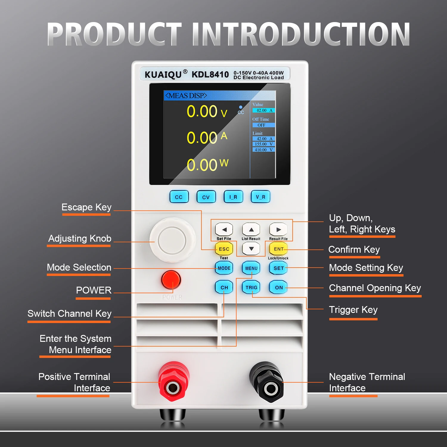 Programmable DC Electronic Load 150V 40A 400W Digital Battery Capacity Tester Electronic Load Meter Aging Instrument ET5410A+ 2