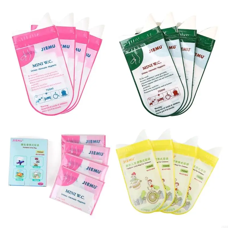 28ED 4 Pcs Emergency Urinal Bag Disposable Urine Bag for Men and Women Portable Pee for Travel Brief Relief