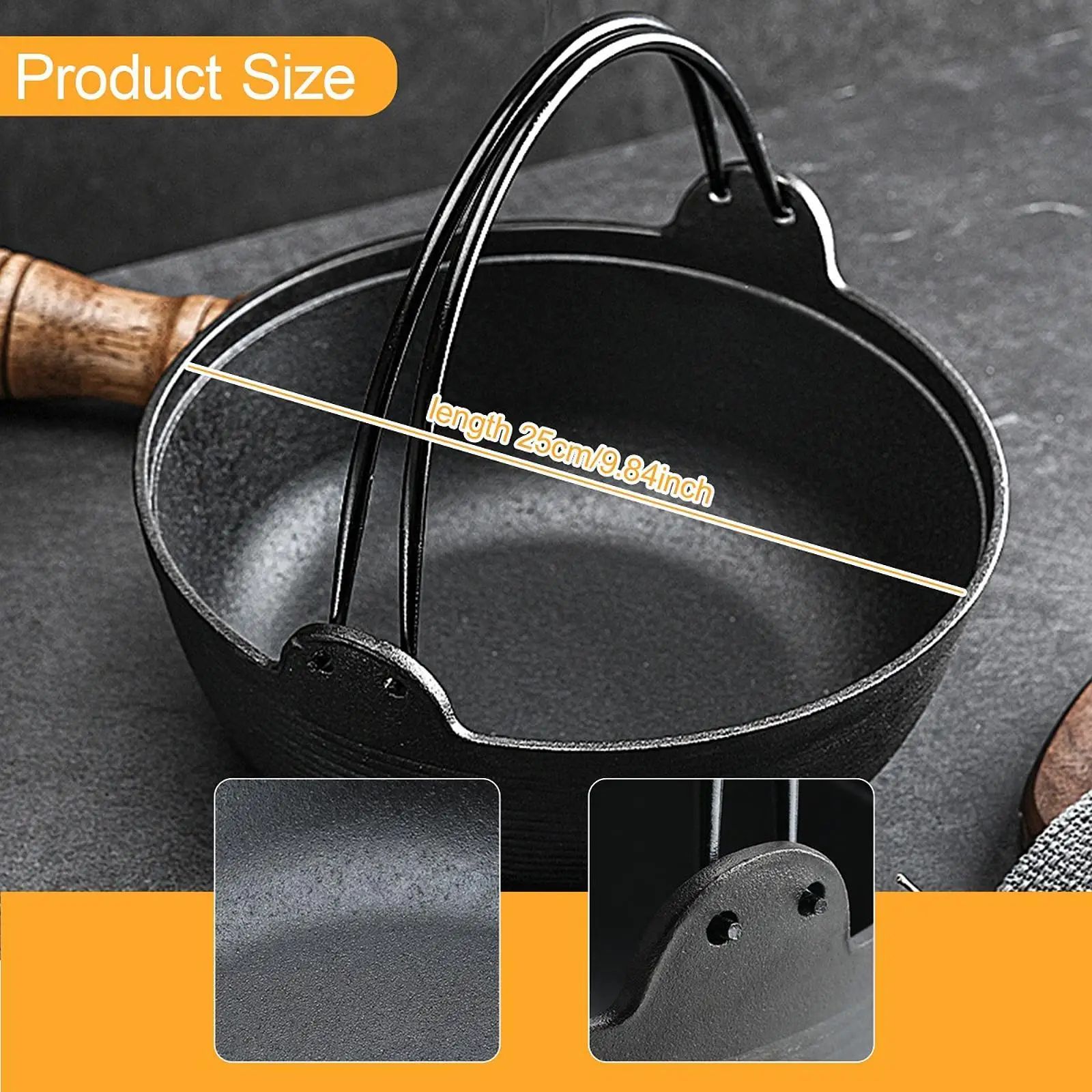 Sukiyaki Pot Tableware with Handle Cookware Cast Iron Utensil Japanese Design Cooking Pot for Restaurants Stews Outdoor Braising