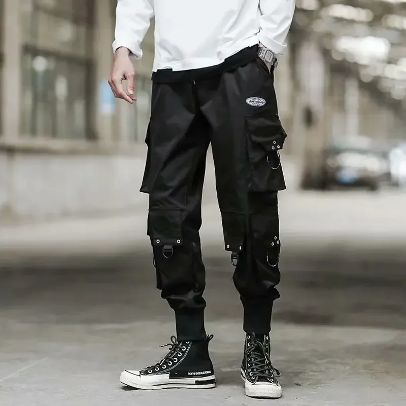 Male Trousers Multipockets Black Autumn Men's Cargo Pants Multi