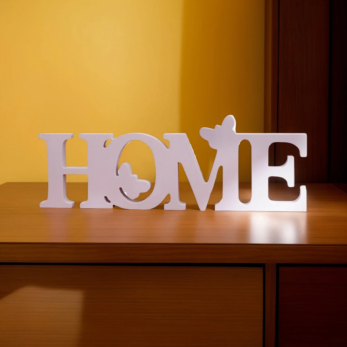 1PC,3.1* 8.9-inch white butterfly HOME letter decoration, a warm and cozy letter board for indoor desktop decoration