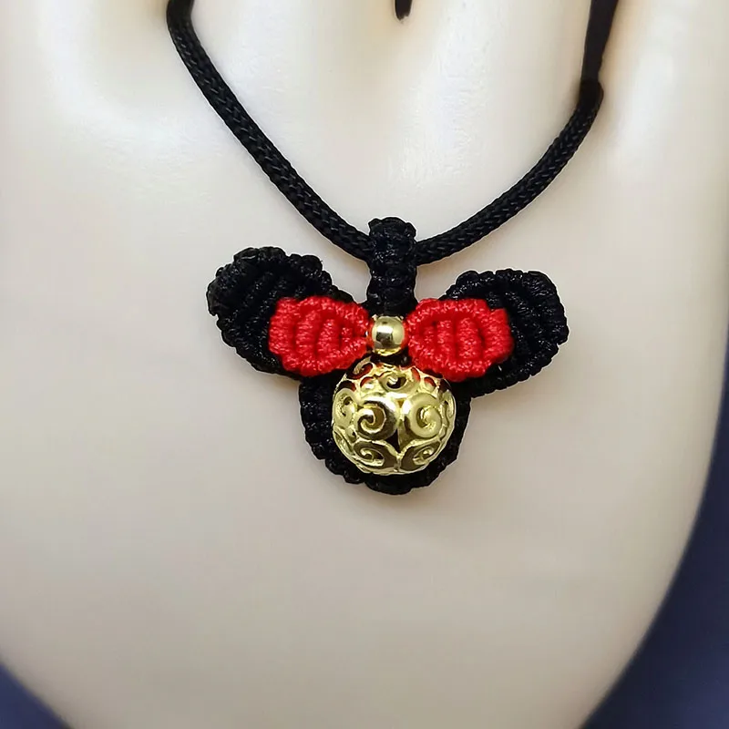 

Cute Original Handmade Fashion Woven Little Mouse Cord Necklace Women's Holiday Party Jewelry Gift